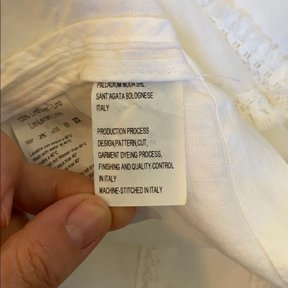 120% Lino White Fringe Jacket Hook & Eye Closure Size 6 - Picture 7 of 16